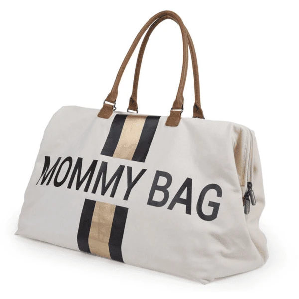 CHILDHOME Mommy Bag Groot Canvas Grey Stripes Black / Gold - Image 4