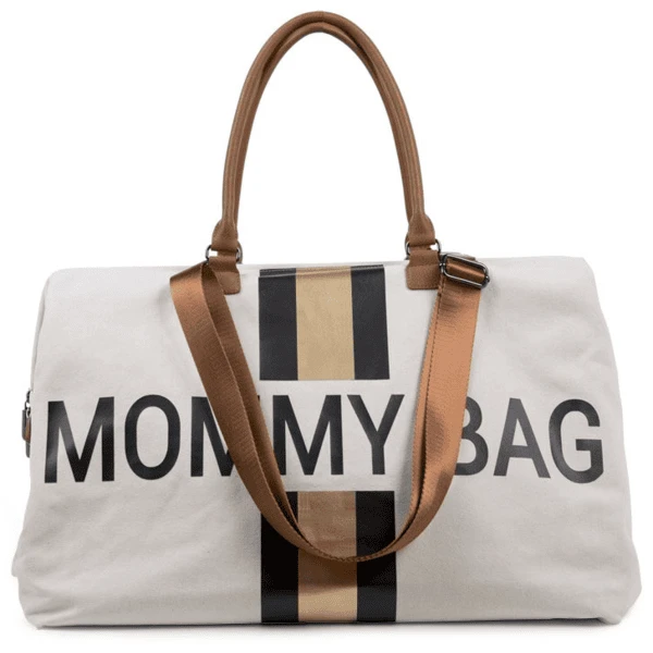 CHILDHOME Mommy Bag Groot Canvas Grey Stripes Black / Gold - Image 5