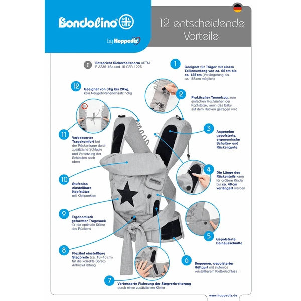 Hoppediz Draagzak Bondolino Plus Popeline One Size Denim - Image 5